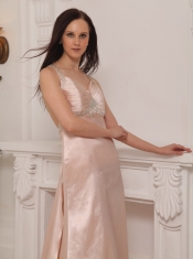 Pink Column Straps Brush Train Taffeta Beading Prom / Pageant Dress