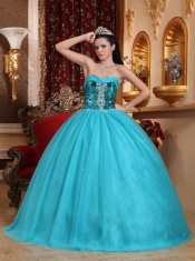 Popular Ball Gown Sweetheart Floor-length Tulle Beading Quinceanera Dress