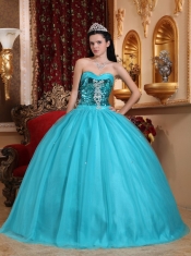 Popular Ball Gown Sweetheart Floor-length Tulle Beading Quinceanera Dress