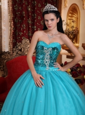 Popular Ball Gown Sweetheart Floor-length Tulle Beading Quinceanera Dress