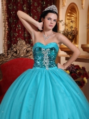 Popular Ball Gown Sweetheart Floor-length Tulle Beading Quinceanera Dress