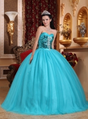 Popular Ball Gown Sweetheart Floor-length Tulle Beading Quinceanera Dress