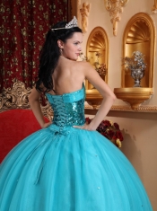 Popular Ball Gown Sweetheart Floor-length Tulle Beading Quinceanera Dress