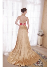 Popular Empire Halter Brush Train Elastic Woven Satin Rhinestones Prom Dress