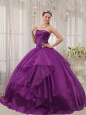 Purple Ball Gown Strapless Floor-length Organza Beading Quinceanera Dress Purple Ball Gown Strapless Floor-length Organza Beading Quinceanera Dress
