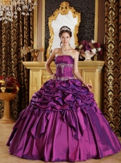 Purple Ball Gown Strapless Floor-length Pick-ups Taffeta Quinceanera Dress Purple Ball Gown Strapless Floor-length Pick-ups Taffeta Quinceanera Dress