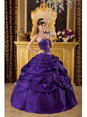 Purple Ball Gown Strapless Floor-length Taffeta Appliques Quinceanera Dress Purple Ball Gown Strapless Floor-length Taffeta Appliques Quinceanera Dress