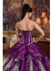 Purple Ball Gown Sweetheart Floor-length Organza Beading Quinceanera Dress