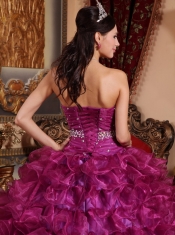Purple Ball Gown Sweetheart Floor-length Organza Beading Quinceanera Dress