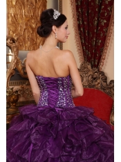 Purple Ball Gown Sweetheart Floor-length Organza Sequins Quinceanera Dress