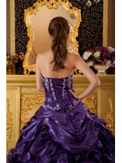 Purple Ball Gown Sweetheart Floor-length Ruffles Organza Quinceanera Dress