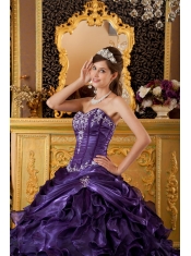 Purple Ball Gown Sweetheart Floor-length Ruffles Organza Quinceanera Dress