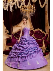 Purple Ball Gown Sweetheart Floor-length Taffeta Appliques Quinceanera Dress