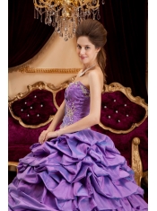 Purple Ball Gown Sweetheart Floor-length Taffeta Appliques Quinceanera Dress