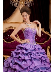 Purple Ball Gown Sweetheart Floor-length Taffeta Appliques Quinceanera Dress