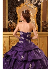 Purple Ball Gown Sweetheart Floor-length Taffeta Beading and Rush Quinceanera Dress