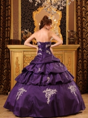 Purple Ball Gown Sweetheart Floor-length Taffeta Beading and Rush Quinceanera Dress
