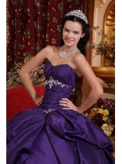 Purple Ball Gown Sweetheart Floor-length Taffeta Embroidery Quinceanera Dress