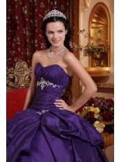 Purple Ball Gown Sweetheart Floor-length Taffeta Embroidery Quinceanera Dress