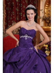 Purple Ball Gown Sweetheart Floor-length Taffeta Embroidery Quinceanera Dress