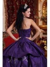 Purple Ball Gown Sweetheart Floor-length Taffeta Embroidery Quinceanera Dress