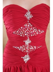 Red A-Line / Princess Sweetheart High-low Chiffon Beading Prom Dress
