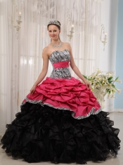 Red and Black Ball Gown Sweetheart Floor-length Quinceanera Dress