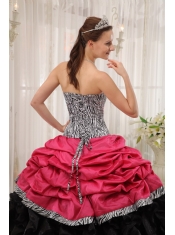 Red and Black Ball Gown Sweetheart Floor-length Quinceanera Dress