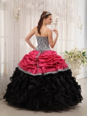 Red and Black Ball Gown Sweetheart Floor-length Quinceanera Dress