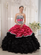 Red and Black Ball Gown Sweetheart Floor-length Quinceanera Dress