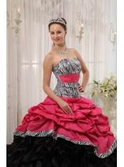 Red and Black Ball Gown Sweetheart Floor-length Quinceanera Dress