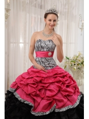 Red and Black Ball Gown Sweetheart Floor-length Quinceanera Dress