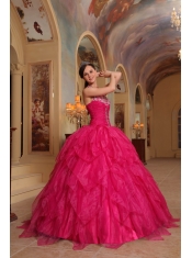 Red Ball Gown Halter Floor-length Organza Embroidery Quinceanera Dress