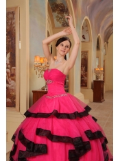 Red Ball Gown Strapless Floor-length Organza Appliques   Quinceanera Dress
