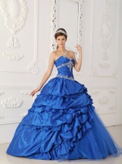 Royal Blue A-Line Sweetheart Floor-length Appliques and Beading Quinceanera Dress