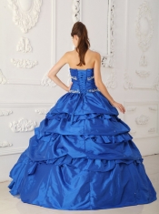 Royal Blue A-Line Sweetheart Floor-length  Appliques and Beading Quinceanera Dress