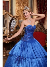 Royal Blue Ball Gown Sweetheart Floor-length Organza Quinceanera Dress