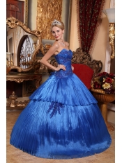 Royal Blue Ball Gown Sweetheart Floor-length Organza Quinceanera Dress