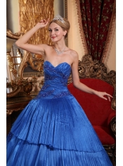 Royal Blue Ball Gown Sweetheart Floor-length Organza Quinceanera Dress