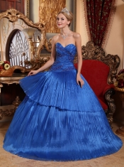 Royal Blue Ball Gown Sweetheart Floor-length Organza Quinceanera Dress