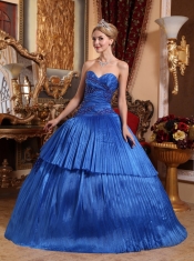 Royal Blue Ball Gown Sweetheart Floor-length Organza Quinceanera Dress