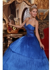 Royal Blue Ball Gown Sweetheart Floor-length Organza Quinceanera Dress
