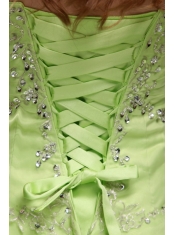 Spring Green Ball Gown Strapless Floor-length Orangza Beading and Ruffles Quinceanera Dress