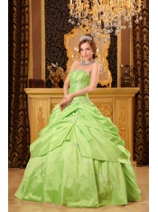 Yellow Green Ball Gown Strapless Floor-length Taffeta Beading Quinceanera Dress Yellow Green Ball Gown Strapless Floor-length Taffeta Beading Quinceanera Dress