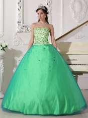 Spring Green Ball Gown Sweetheart Floor-length Tulle Beading Quinceanera Dress Spring Green Ball Gown Sweetheart Floor-length Tulle Beading Quinceanera Dress