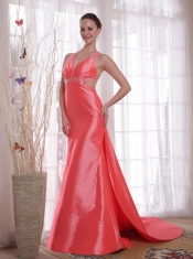 Waltermelon Column / Sheath Strapless Beading Elastic Woven Satin Prom / Party Dress