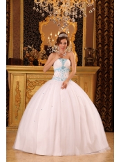 Baby Pink Ball Gown Strapless Floor-length Satin and Organza Embroidery Quinceanera Dress