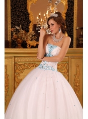 Baby Pink Ball Gown Strapless Floor-length Satin and Organza Embroidery  Quinceanera Dress