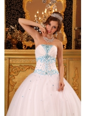 Baby Pink Ball Gown Strapless Floor-length Satin and Organza Embroidery  Quinceanera Dress