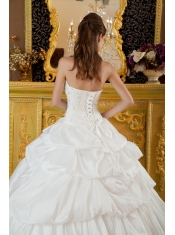 White Ball Gown Strapless Floor-length Taffeta Beading Quinceanera Dress